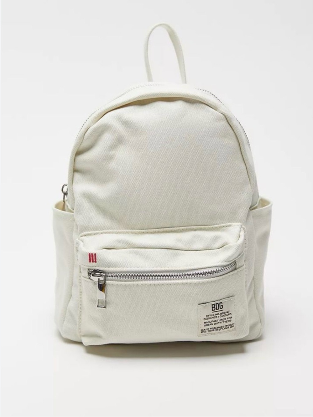 BDG cream Canvas full size Backpack Padded Shoulders Silver Zippers